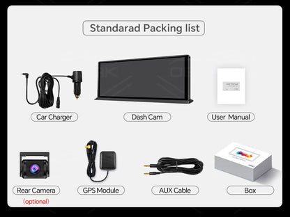 K60 Pro 11.3" Dash Cam — Android 14 AI Screen with 4G+64G, WiFi, GPS, CarPlay & Android Auto Rearview Mirror Recorder