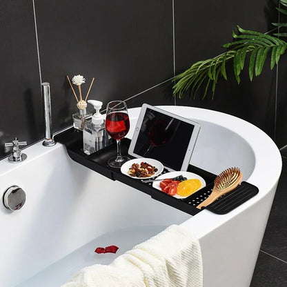 Multi-Function Retractable Bathtub Storage Rack – Bath Tray Shelf for Towels, Kitchen Sink & Drain Holder