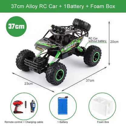 1:12/16 RC Off-Road Truck – 4WD Remote Control Car with Metal Shell & LED Lights for Kids