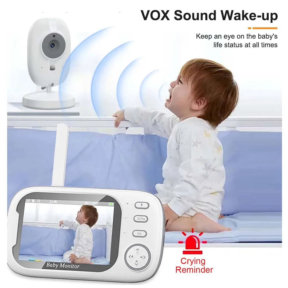 3.5" Video Baby Monitor — Night Vision, 2.4G Two-Way Audio, Temperature Display, Home Security Camera
