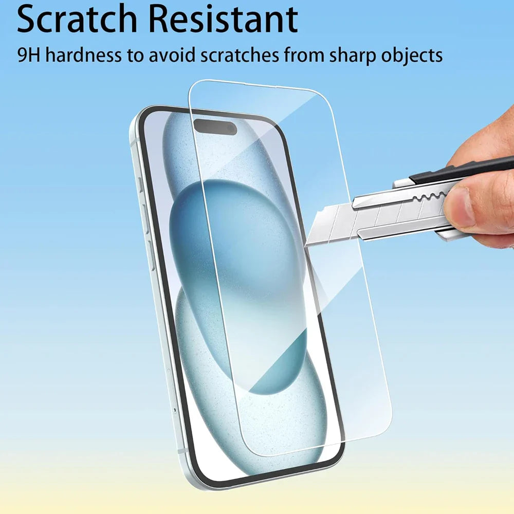 Clear Tempered Glass Screen Protector for iPhone 17, 16, 15 Pro Max, 14, 13, 12, 11 & iPhone 13 Mini 16 Plus