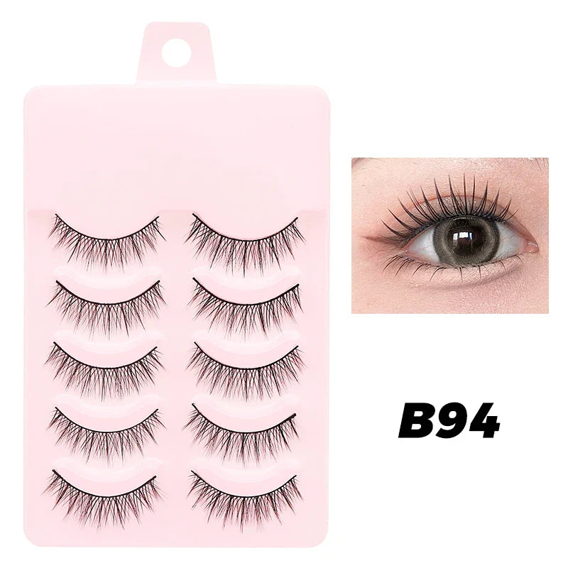 DINGSEN 5 Pairs Manga Style False Eyelashes — Soft, Natural, Long Anime Wispy Strip Lashes for Makeup