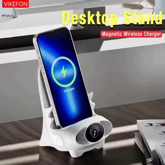 Magnetic Wireless Charging Phone Stand - Mini Chair-Shaped Type-C Fast Charging Station for Phones & Tablets