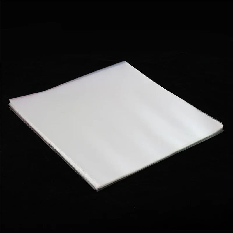 50PCS OPP Gel Vinyl Record Protective Sleeves – Self-Adhesive LP Storage Bags for Turntable, 32.3cm x 32cm