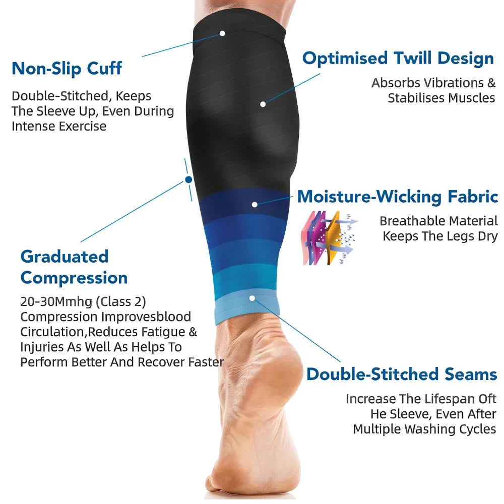 Calf Compression Sleeves - 20-30mmHg Running Leg Sleeves for Shin Splints, Varicose Veins & Fatigue Relief for Men & Women