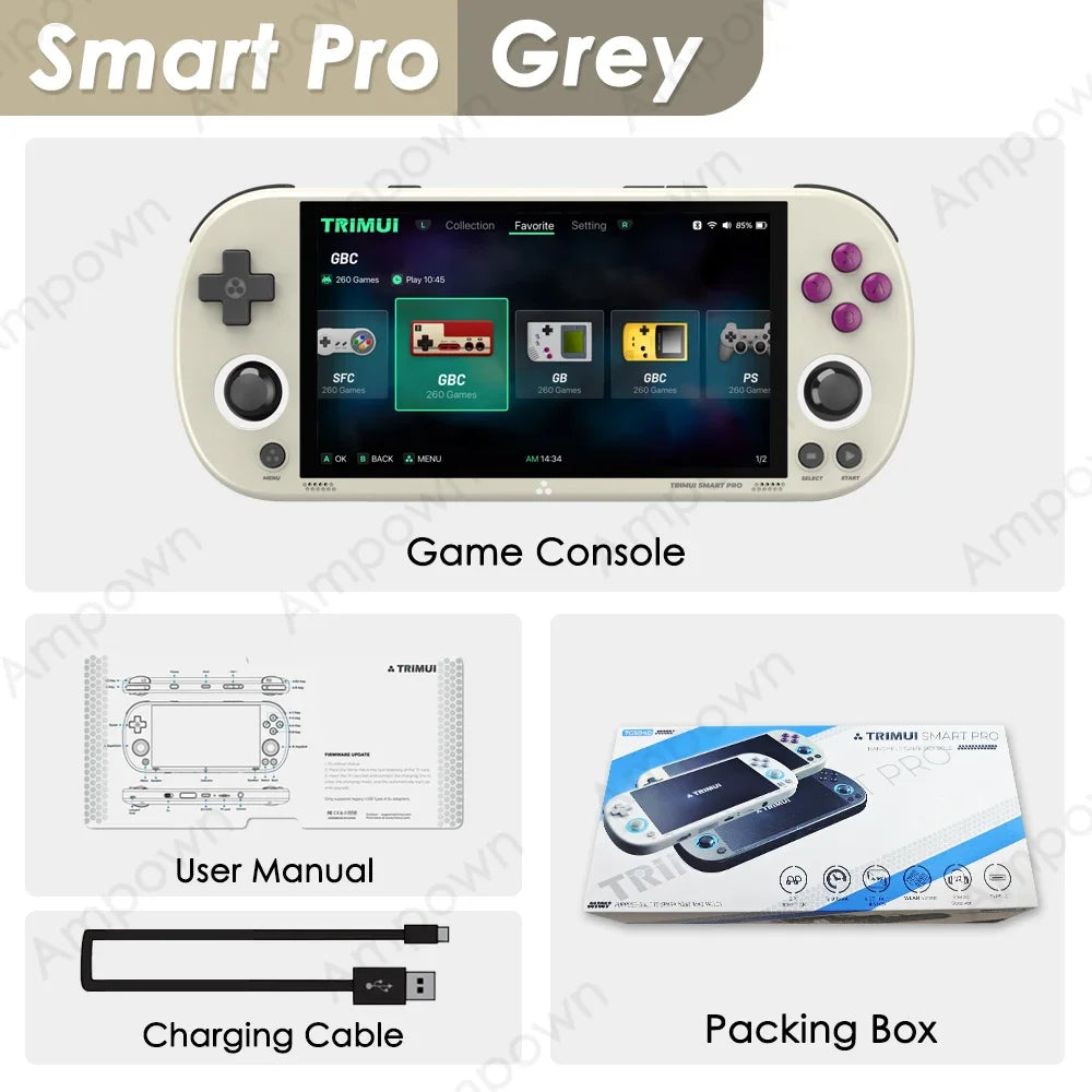 Trimui Smart Pro Handheld Game Console – 4.96'' IPS Screen, Linux System, Joystick & RGB Lighting, Retro Video Game Player Gift