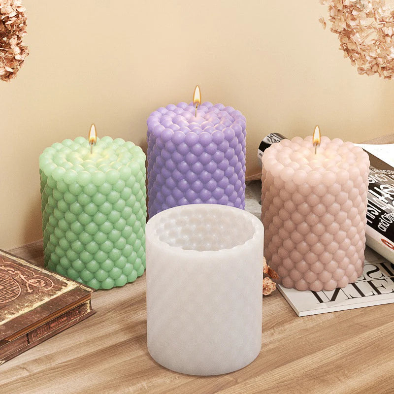 1Pcs 3D Geometry Candle Mold | Silicone Spiral Cylindrical Bubble Round Ball Shape | Scented Candle Mould for DIY Plaster Crafts Ornaments