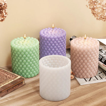 1Pcs 3D Geometry Candle Mold | Silicone Spiral Cylindrical Bubble Round Ball Shape | Scented Candle Mould for DIY Plaster Crafts Ornaments