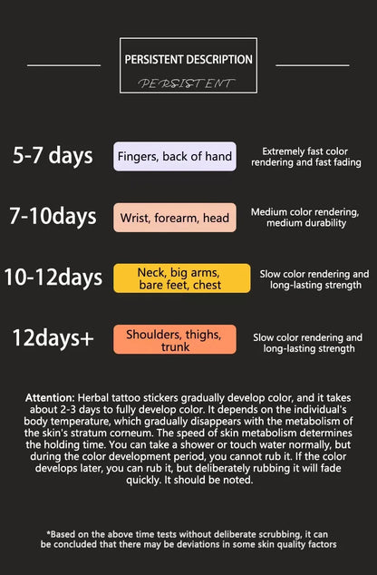 Lightning Hand Back Tattoo Sticker — Waterproof Herbal Juice Semi-Permanent Fake Tattoo for Arms & Legs