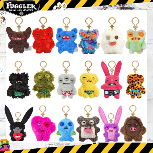 Original Fuggler Ugly Teeth Plush Keychain – Wide-Eyed Monster, Alien & Rabbit Peluche Pendant Toy