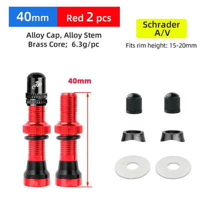 Deemount 2PCS Bicycle Tubeless Schrader Valves — Brass Core CNC Anodized MTB & Road Bike Rim Nipple