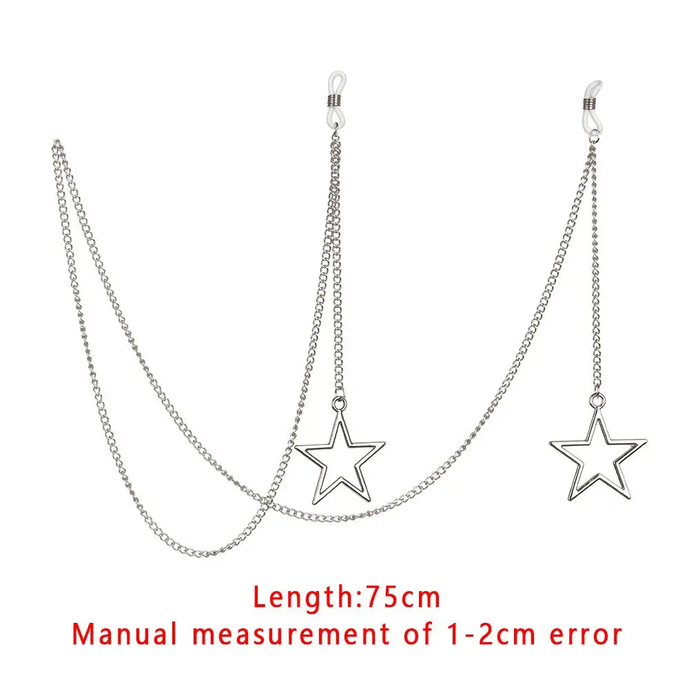 New Fashion Women's Eyeglass Chain - Hollow Star & Pearl Beaded Lanyard for Sunglasses & Reading Glasses, Neck Strap Holder