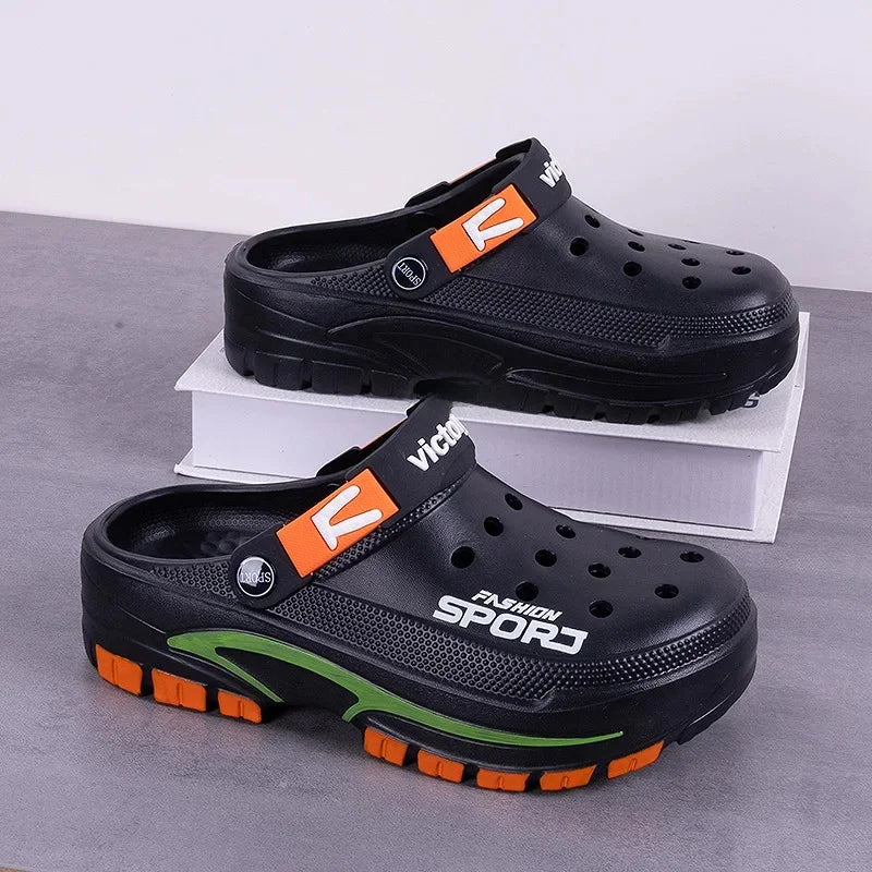 Men’s EVA Summer Sandals – Breathable Slip-On Beach & Garden Shoes, Comfortable Half-Covered Outdoor Slippers