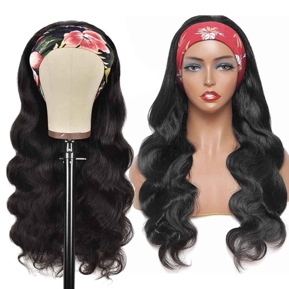 180% Density Body Wave Headband Wig — Brazilian Remy Human Hair, Ready-to-Wear
