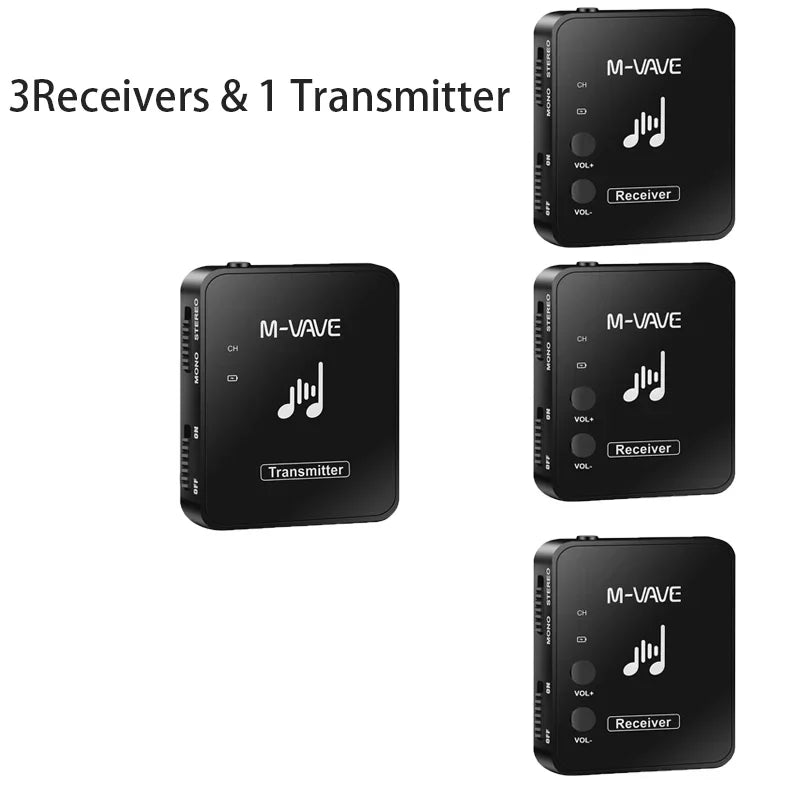 M-vave WP-10 2.4G Wireless Earphone Monitor – Rechargeable Transmitter & Receiver with Volume Button, Supports Stereo & Mono Cuvave