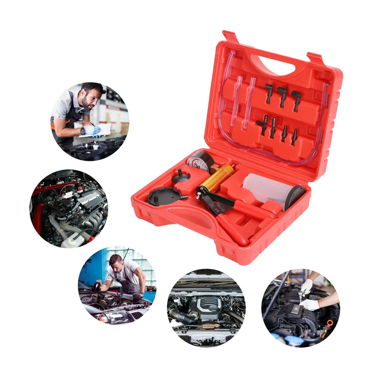 2-in-1 Handheld Vacuum Brake Bleeder Kit with One-Man Brake & Clutch Bleeding System and Protective Case