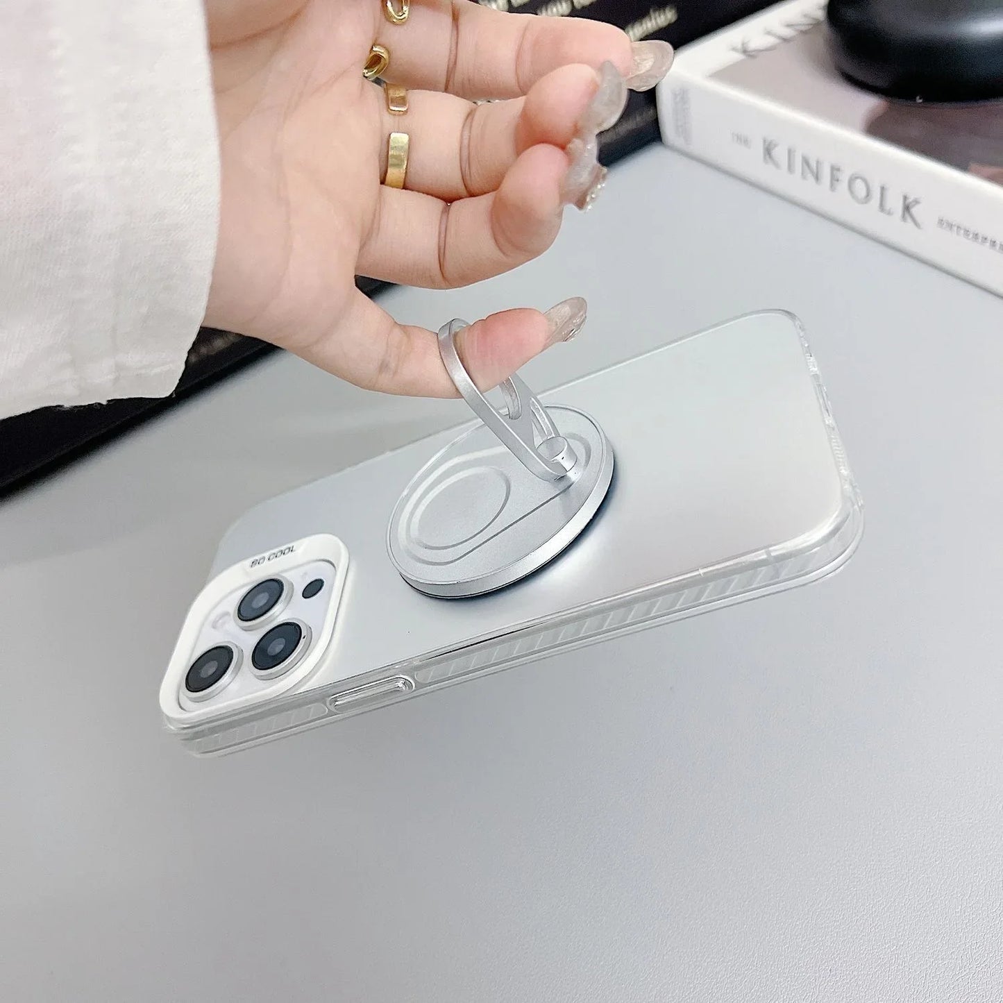 MagSafe Magnetic Zip Top Can Phone Holder – 360° Rotating Alloy Ring with Strong Suction Wall Sticker