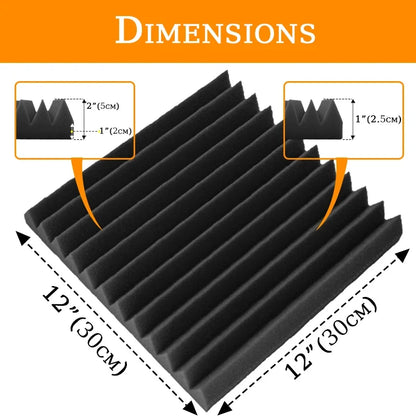 TOUO Acoustic Foam Panels - Sound Absorbing Wall Tiles for Studio Recording, Home Theater & Noise Reduction Treatment