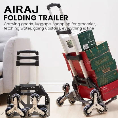 AIRAJ Aluminum Portable Folding Handcart — Ultra-Quiet Wear-Resistant Wheels, Ideal Gift for Parents & Family