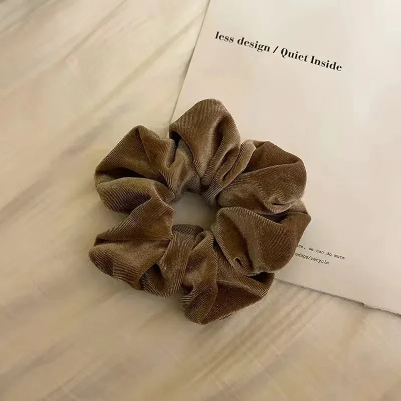 Vintage Velvet Hair Scrunchies for Women & Girls – Solid Color Ponytail Holder Elastic Hair Bands, Soft Fashion Hair Ties Accessories