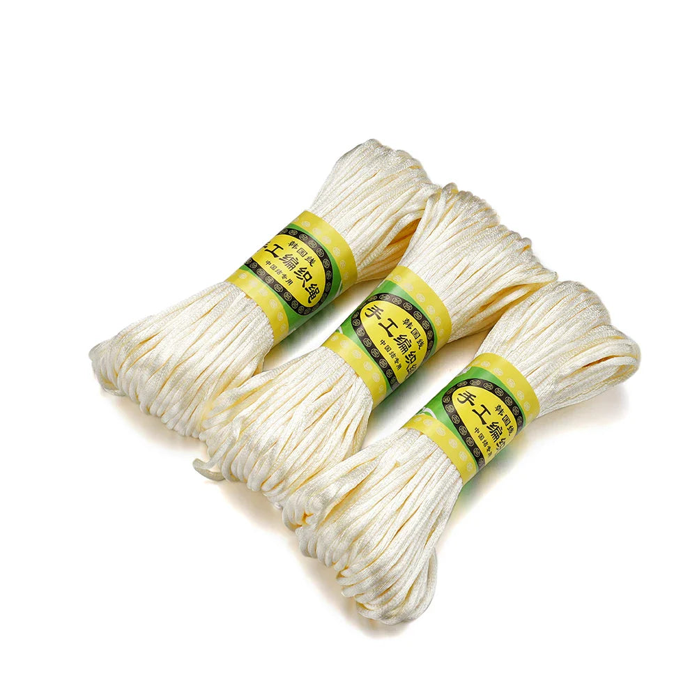 20m/Lot Chinese Knotting Silk Macrame Cord – 1.5mm & 2mm Nylon Black Satin Beading & Shamballa Thread