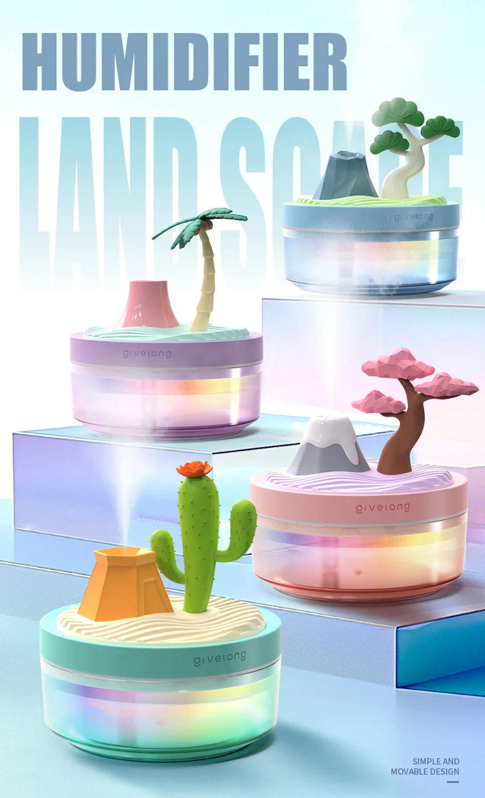 Landscape Air Humidifier – Small USB Spray, Silent Hydration for Bedroom, Desktop & Car, Aromatherapy Diffuser