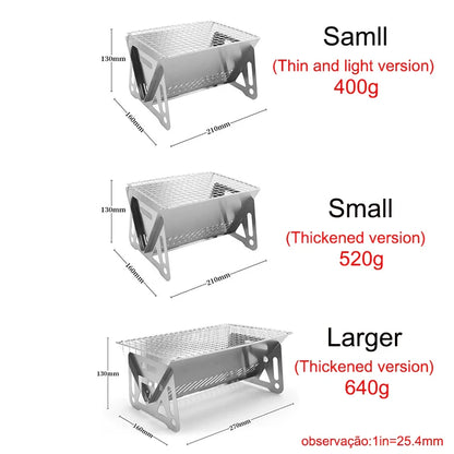 Portable Folding Barbecue Grill: Multifunction Camping BBQ Grill Rack with Firewood Stove - Stainless Steel BBQ Grill Net for Outdoor Cooking