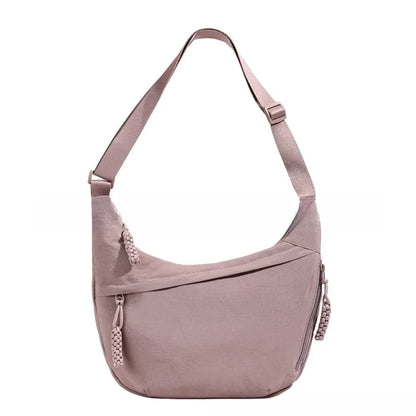 Women’s Casual Canvas Crossbody Bag – Large Capacity Lightweight  Hobo Shoulder Bag Solid Color Dumpling Bag