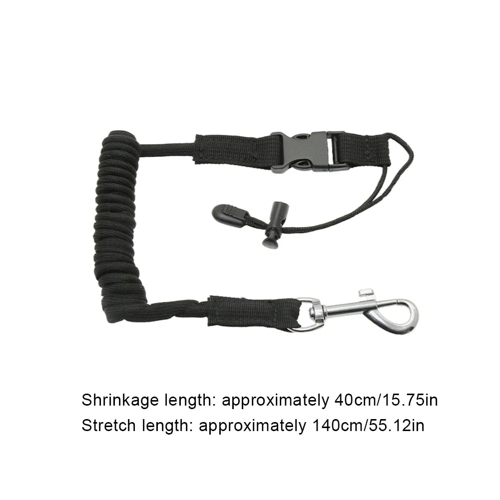 Elastic Kayak Paddle Leash — Adjustable Coiled Lanyard with Safety Hook for Fishing Rods