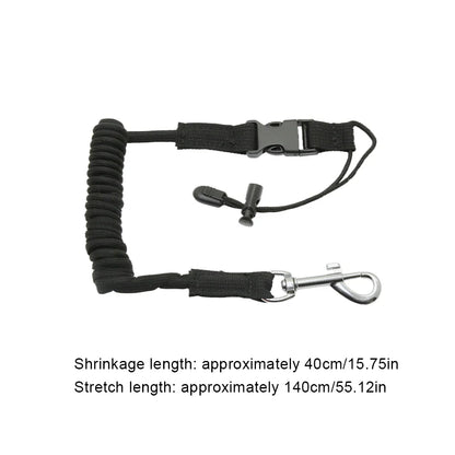 Elastic Kayak Paddle Leash — Adjustable Coiled Lanyard with Safety Hook for Fishing Rods