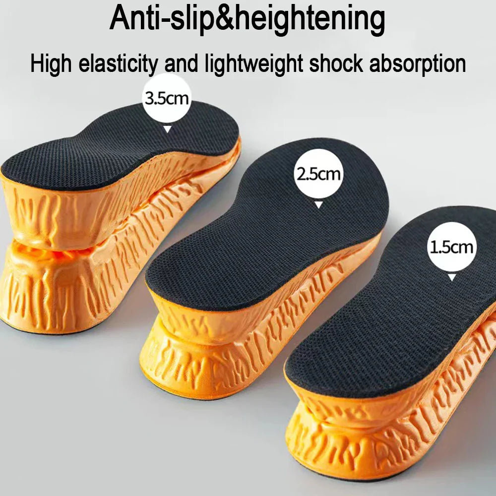 1.5-3.5cm Invisible Height Increase Sport Insoles — Orange EVA Memory Foam Shoe Pads for Men’s Comfort & Foot Care