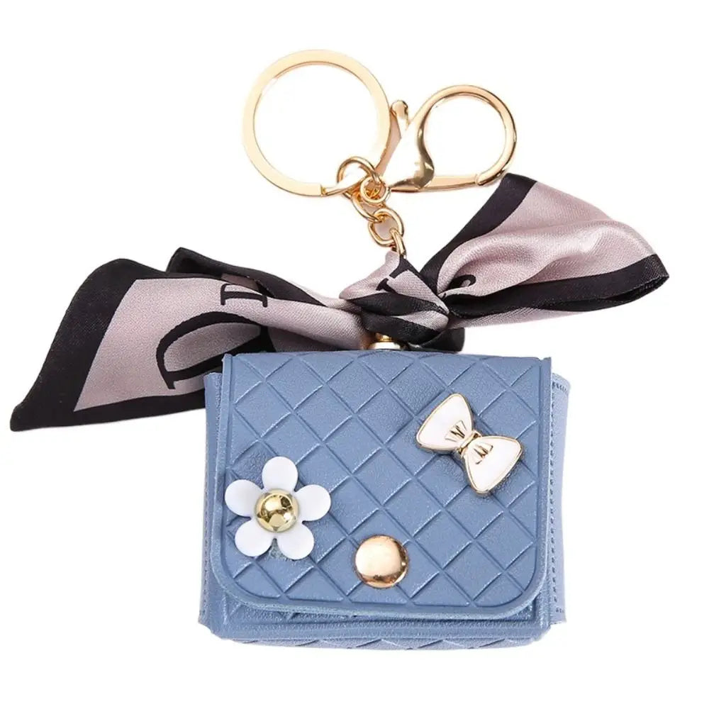 25cm Leather Earphone Storage Bag - Mini Keychain Pendant Bluetooth Headset Case Cover