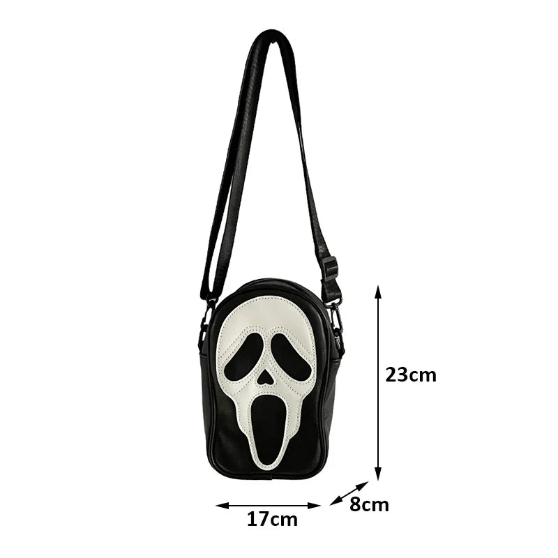 Halloween Ghost Crossbody Bag — Skull Shoulder Bag for Women & Girls, Y2K Punk Hiphop Skeleton Handbag