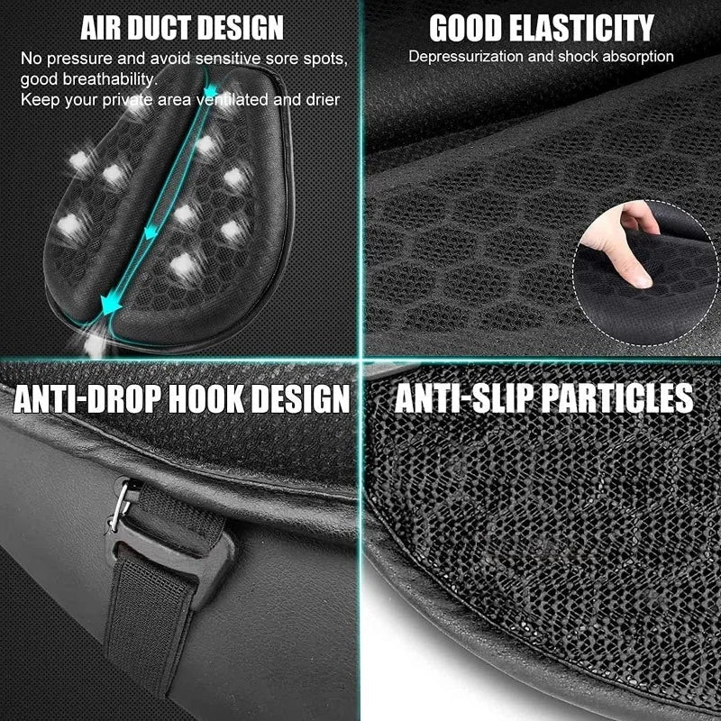 3D Honeycomb Motorcycle Seat Cushion - Anti Slip Gel Pressure Relief Comfort Ride Pad Moto Accessory