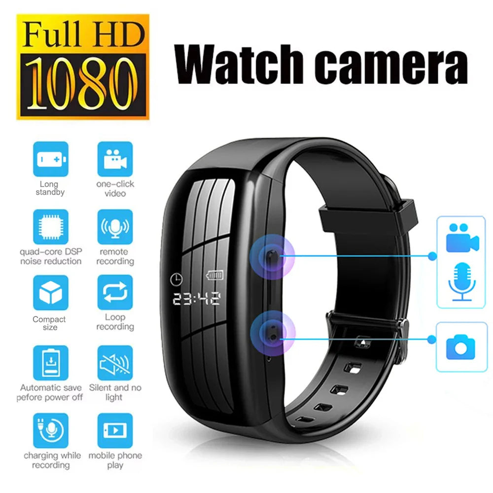8-256GB Video Mini Camera Watch – Audio Voice Recorder Wristband with USB Flash Drive & Noise Reduction
