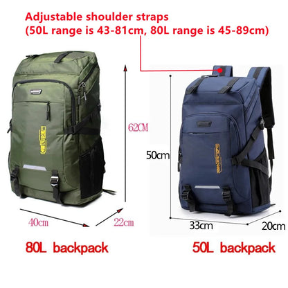 80L/50L Outdoor Hiking Backpack for Men & Women – Travel, Camping, Climbing, School Rucksack Bag