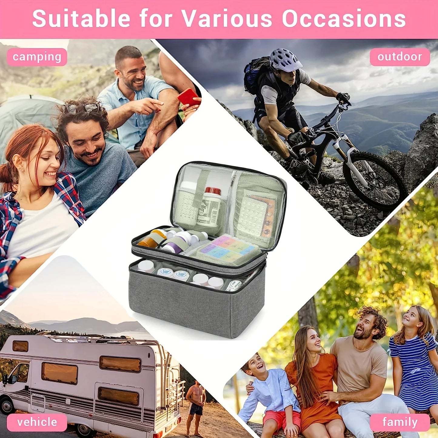 Medicine Organizer & Storage Bag — Family First Aid Box, Pill & Emergency Medication Organizer