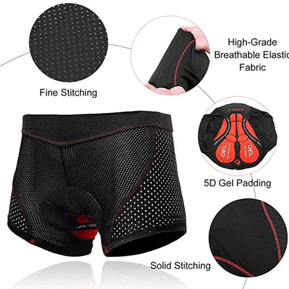 X-TIGER Men’s Cycling Underwear Shorts – 5D Gel Pad, Breathable Non-Slip Bike Shorts for MTB & Road Cycling
