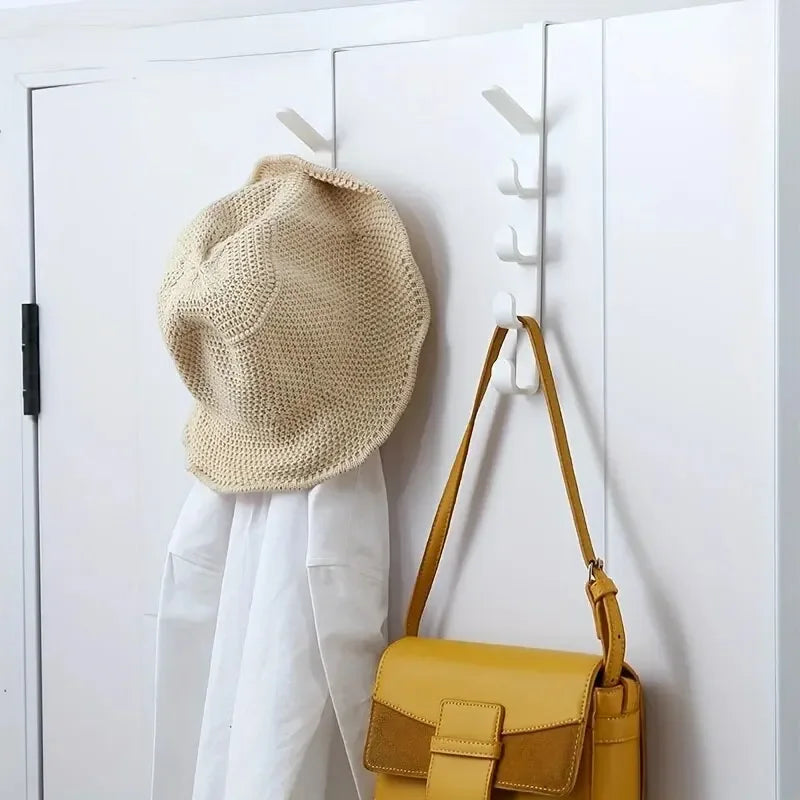 Over-the-Door Bedroom Hanger — Plastic Clothes & Bag Rack for Home Storage Organization