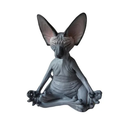 Whimsical Buddha Sphynx Cat Figurine – Meditation Yoga Happy Cat Sculpture for Garden & Home Decor