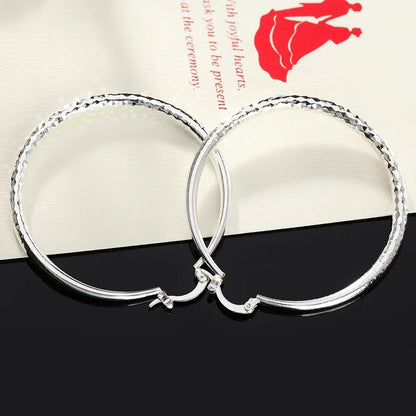 Charms 925 Sterling Silver 5CM Circle Hoop Earrings for Women - Fashionable Wedding Party Jewelry, Holiday Gifts