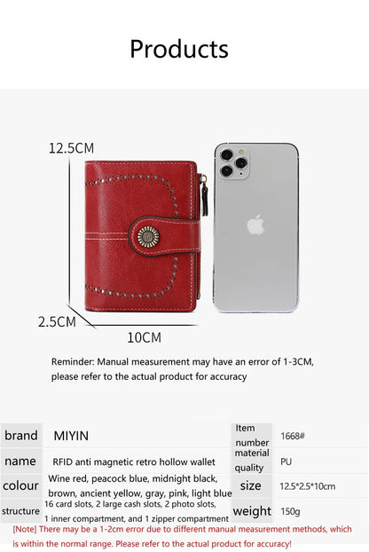 Fashionable Women’s Retro Short Wallet – PU Leather Multifunctional Handbag with Large Capacity, Multi-Card Slot & Coin Pocket