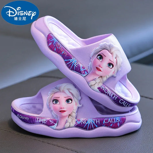 Disney Frozen Elsa Girls Slippers — Cute Cartoon Anti-Slip Soft Sole Summer Sandals