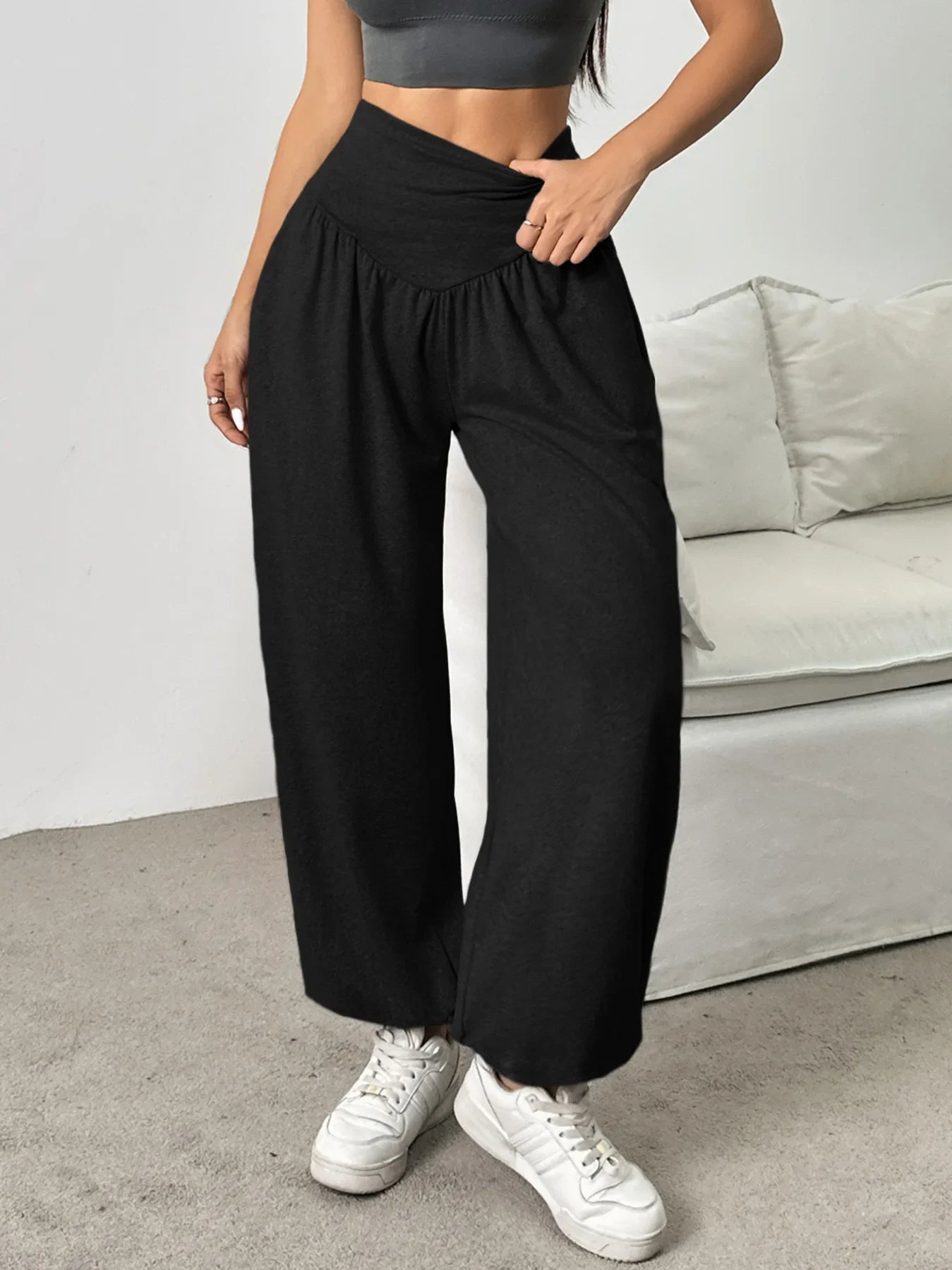 Women’s High Waist Lantern Leggings – Breathable Cuffed Dance & Gym Fitness Jeggings Comfort Pants