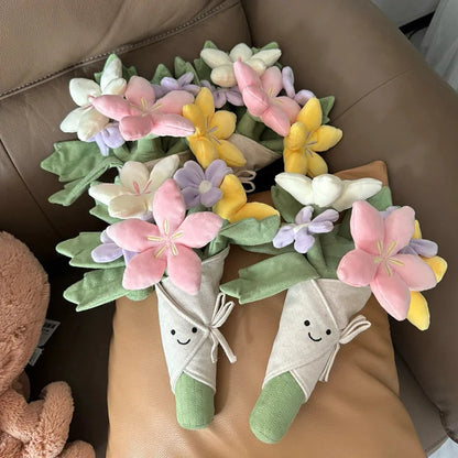 Holding Flowers Plush Toy – Eternal Flower Bouquet Gift for Proposal, Graduation, Valentine's & Birthday