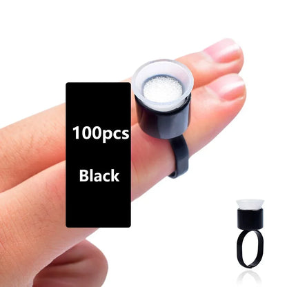 100PCS Tattoo Ink Ring Cups with Sponge – Microblading Pigment Holders, Permanent Makeup Tool Accessories