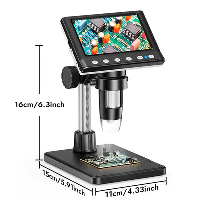Hayve 4.3” Digital Microscope – 1000X 1080P Coin & Soldering Microscope with 8 LEDs, PC View Video Inspection Tool for Electronics Repair
