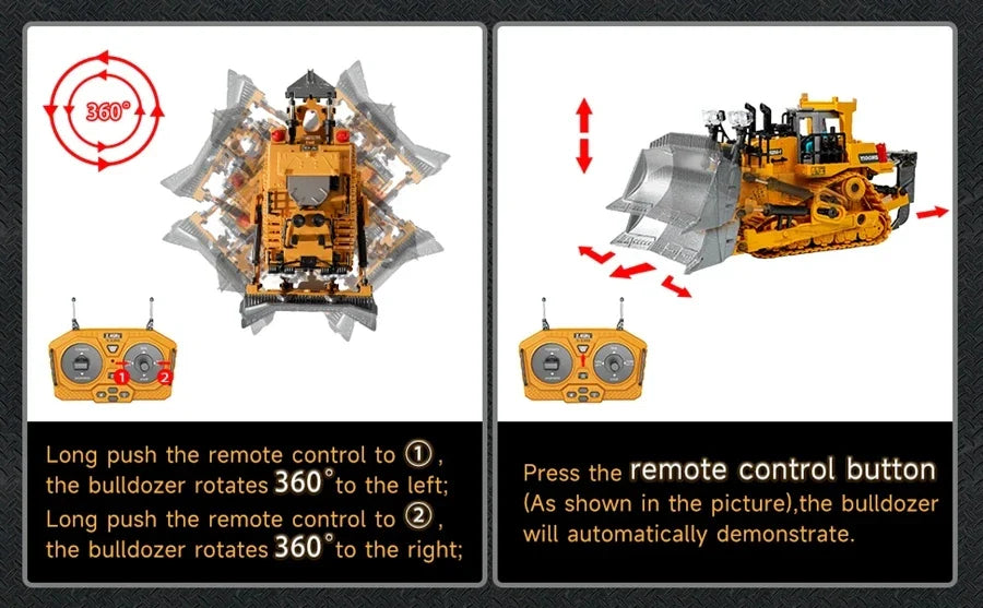 4WD RC Excavator Alloy Dump Truck Bulldozer | Remote Control Construction Vehicle Toy for Kids