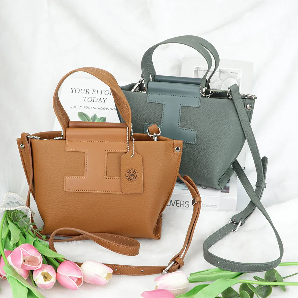 Royal Bagger Top-Handle Genuine Leather Handbag for Women – Trendy Casual Crossbody Bag with Adjustable Shoulder Strap 1859
