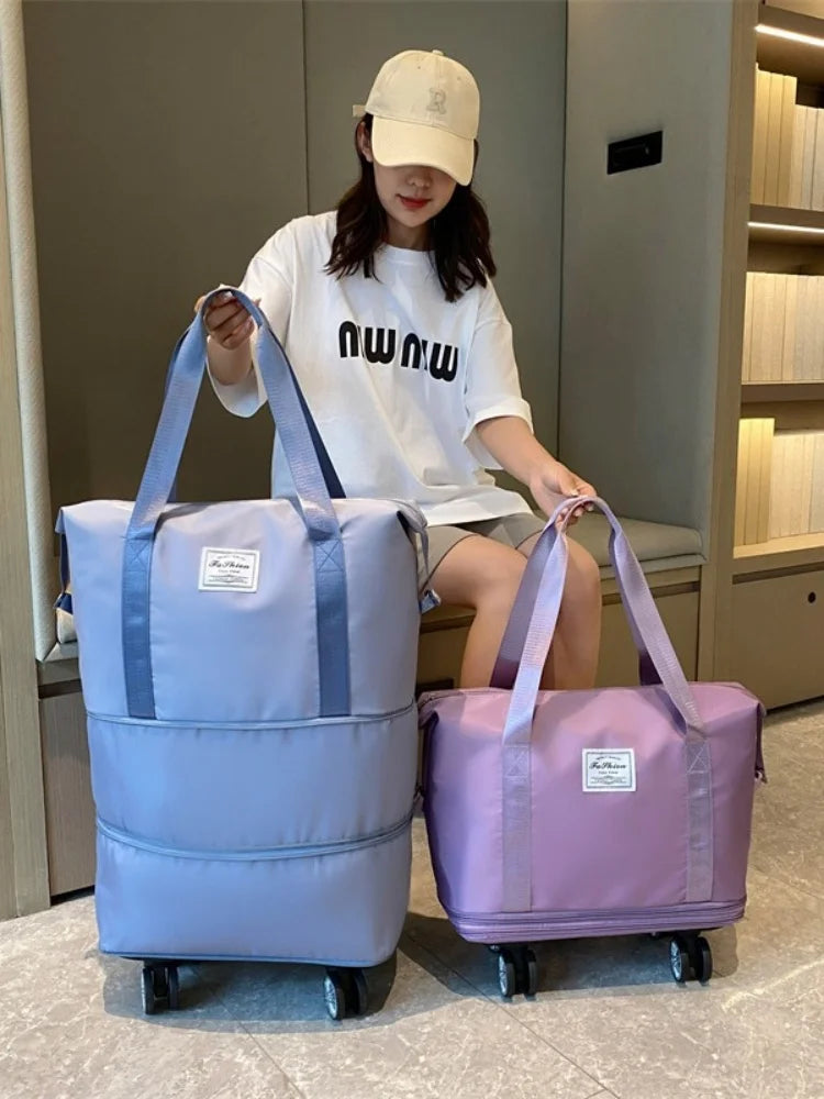 Expandable Universal Wheel Travel Bag – Large Capacity Lightweight Luggage with Dry & Wet Separation Storage for Travel & Fitness